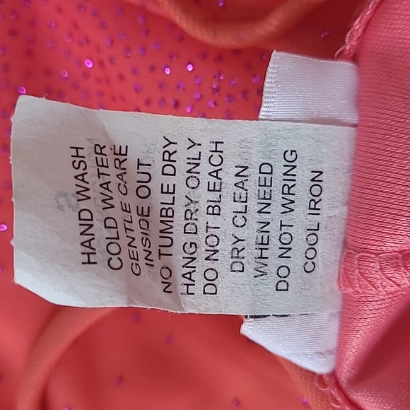 EUC Vintage Taboo women's hot orange pink sparkling fishtail midi dress S - Picture 13 of 16